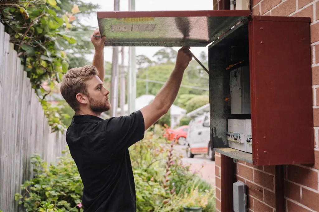 Electrician installing downlights in a Bondi Junction home